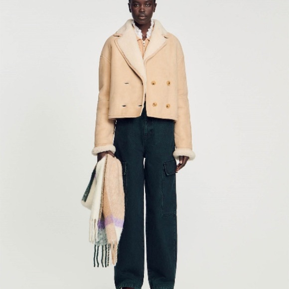 Sandro shearling jacket NWT authentic and epic - Picture 3 of 9